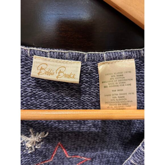 Ladies Bobbie Brooks Sweater Vest Holiday Zipper Front Mittens Star Size XL - Picture 4 of 8